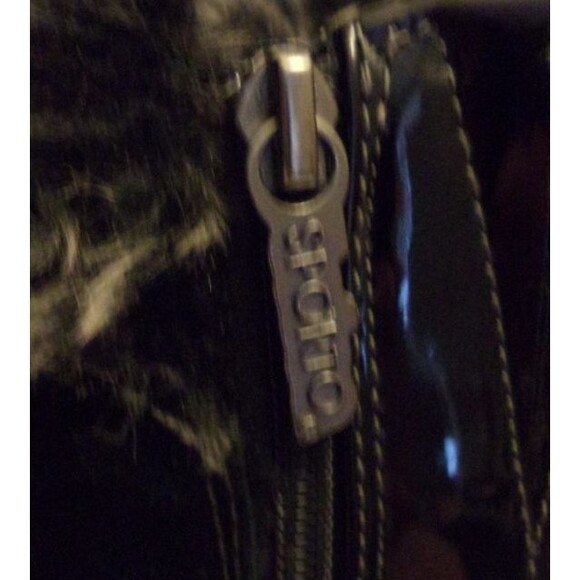 Sporto Knee High Leather Boots Sz. 8 Woven Sides Patent Accents Rubber Sole - Picture 5 of 9